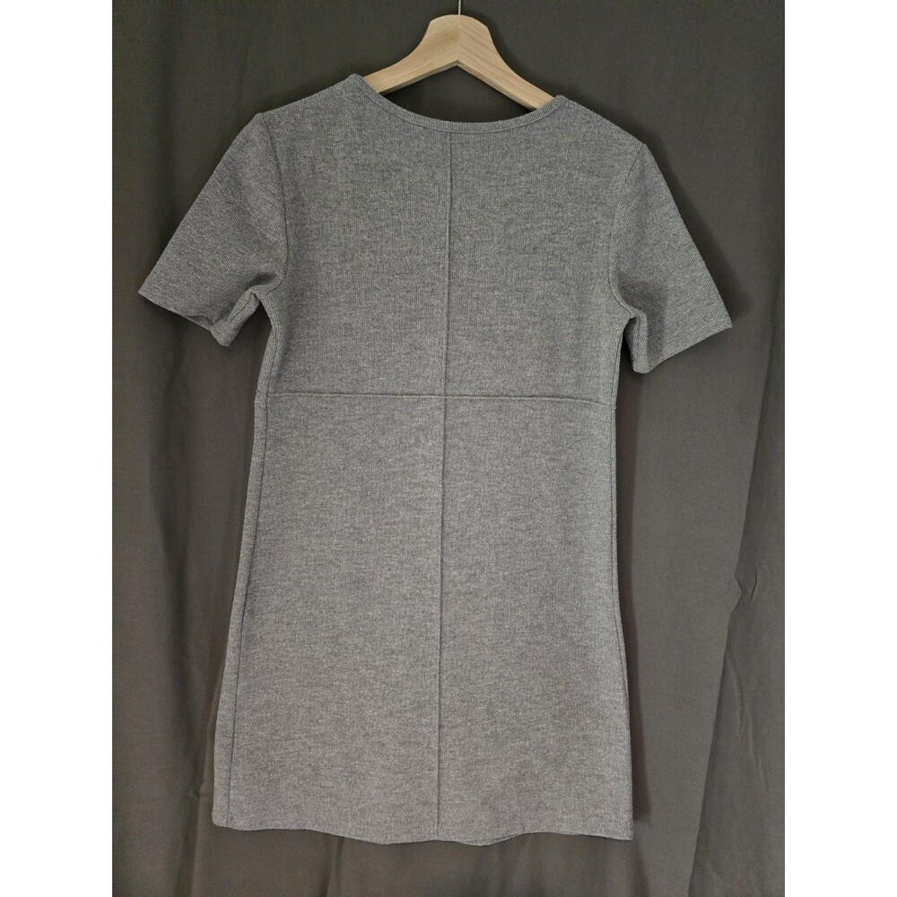 Zara Grey Ribbed Mini Dress Minimalist Clean Girl Short Sleeve Size M - Picture 6 of 6